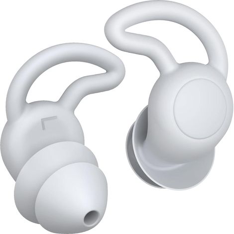 Bouchons d'oreilles 2 pièces (gris) en silicone hypoallergénique, ultra confortables, réducteurs de bruit pour sommeil, ronflement, course, tir et voyage, insonorisants haute performance. (1/5)