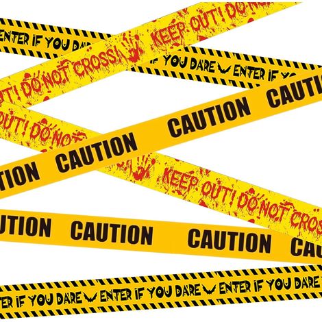 Rubans de signalisation Jaunes pour Halloween, 38m Non adhésifs barrières de sécurité Accessoires d'épouvante décorations de Porte pour Halloween, fêtes de Zombies, Maisons hantées de décor (1/5)