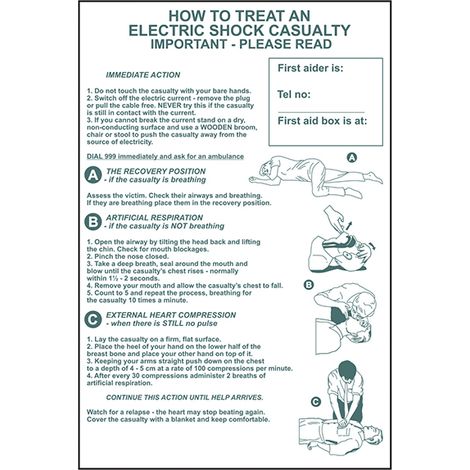 Electric Shock Casualty Treatment Sign – PVC, 400 x 600mm, Single Unit