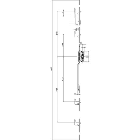 Kintech – Crémone à crochets pour coulissant PVC – Verrouillage par 2 crochets de 5 mm – Fouillot 17 mm – Têtière 600 mm – Entraxe 43 mm