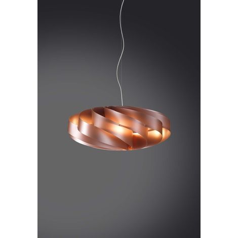 Suspension plate 3 lumières cuivre 70x70xh.34 cm