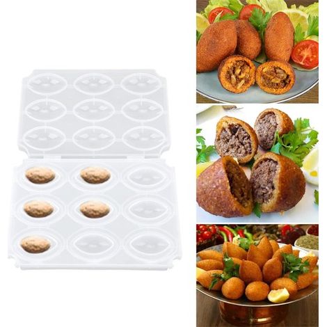 Macchina per polpette fai da te, stampo per kibbeh, pressa manuale per polpettone, strumento fai da te con 9 griglie, macchina per carne fatta in casa (trasparente)