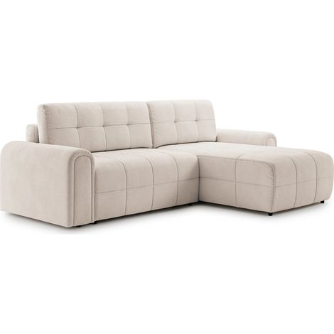 Selsey Simolla – Ecksofa mit Schlaffunktion und Bettkasten, rechts, Chenille, Creme