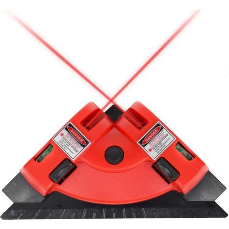 Square laser level with horizontal and vertical projection at right angles - 90 degrees with two suction cups, red (batteries not included) (1/5)