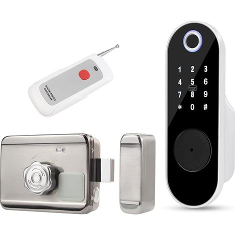 Serrure de Porte avec Empreintes Digitales,Verrou de Clavier d'Entrée sans clé avec Entrée clé,Mot de Passe Anti-espionnage,Serrure Antivol Intelligente (1/5)