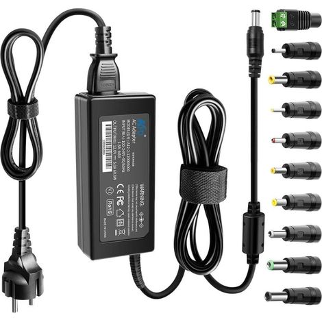 60W DC12V 5A Universel Alimentation Chargeur 12V pour LED Ordinateurs Portables écran PC LCD TFT radios Adaptateur Secteur 10 Embouts 5,5x2,5mm 3,5x1,35 4,8x1,7 6,5x4,4 6,5x3,0 5,5x3,0mm (1/5)