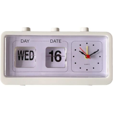 Jeffergarden Sveglia da tavolo con calendario a salto manuale, sveglia da scrivania bianca per studio e ufficio (1/4)