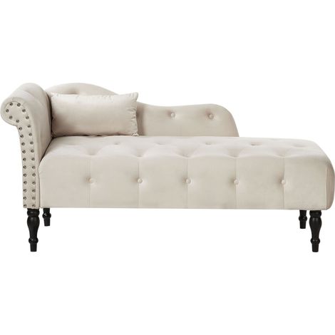 Left-Hand Chaise Lounge IVRY Velvet Light Beige (1/5)