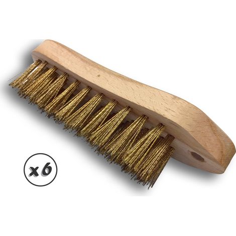 Brosse à main métallique Type violon Différents matériaux - Lot de 6 - Acier souple