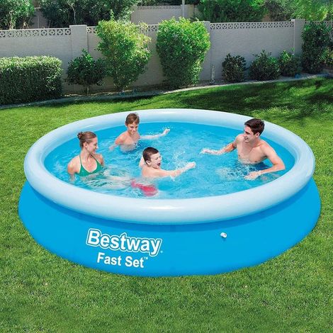 Trade Shop - FAST SET RUND AUFBLASBARER POOL 366X76CM VORBEREITET FÜR FILTERPUMPE 57273 - (1/3)