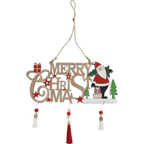 Enseigne décorative de Noël en bois à suspendre – (1/5)