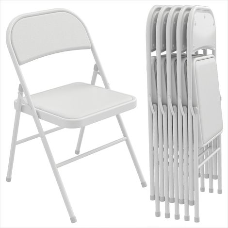Banc de salle à manger Lot de 6 chaises pliantes en acier blanc (1/5)