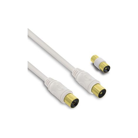 Câble TV coaxial 9,52 mm mâle/fem.+adaptateur mâle/mâle 25 m - blanc (1/3)