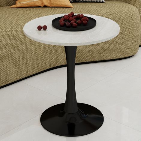 tavolo pranzo rotondo effetto marmo moderno bianco nero OKMYHOME (1/5)