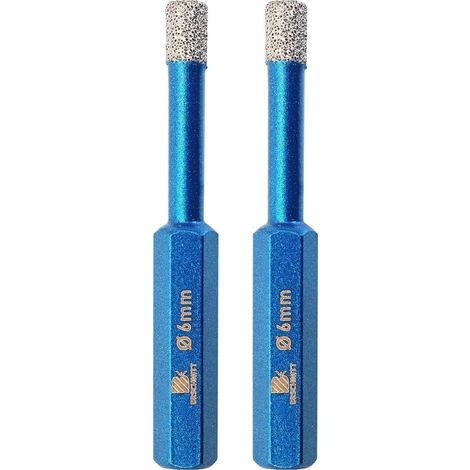 Diamant-Trockenbohrer 6mm Sechskant-Schaft für Fliesen, Granit, Keramik (2 Stück) (1/5)