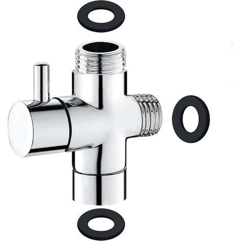 Vanne à 3 voies, laiton massif G1/2 douche à main composants de douche inverseur adaptateur système de douche pièce de rechange, chrome poli