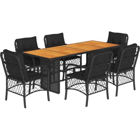 Maison Exclusive - Set de comedor de jardín 7 pzas y cojines ratá (1/5)