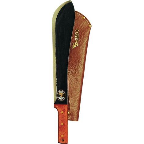 Machete 35 cm con mango de madera y funda de cuero