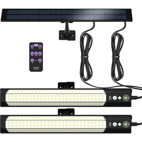 Lampe solaire d'extérieur haute luminosité avec détecteur de mouvement – Lampe amovible (utilisable à la main) avec panneau solaire séparé – Éclairage de sécurité pour auvents (1/5)