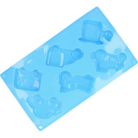 Moule à Gâteau en Silicone à 6 Grilles, Outil de Cuisson pour la Boulangerie à Domicile et la Cuisine, Bleu (Moule automobile) (1/5)