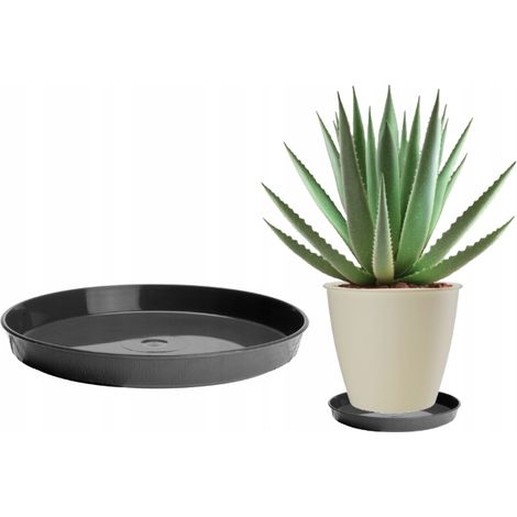 Runder, graphitfarbener Blumentopfuntersetzer, 32 cm