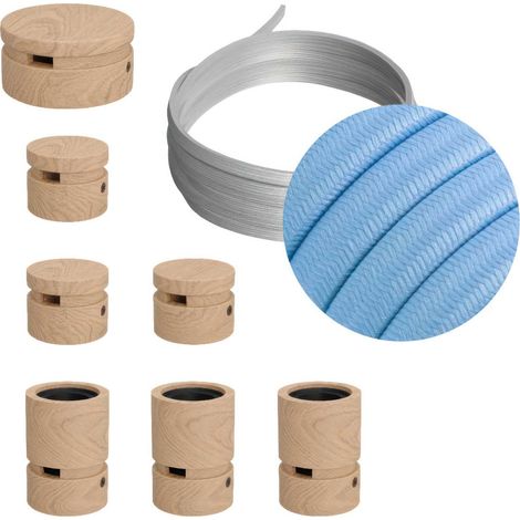 Kit système linéaire Filé - avec 5 m de câble caténaire et 7 éléments en bois pour l'intérieur (1/5)