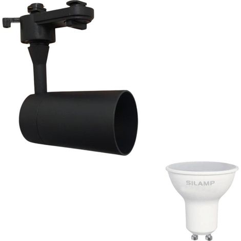 KIT SPOT LED SUR RAIL MONOPHASÉ + AMPOULE LED GU10 8W - Noir / Blanc Neutre - SILUMEN (1/5)