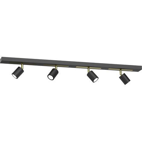 Rampe plafond noir/or 4 spots GU10 8W Rodez Luminex