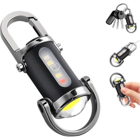 5 Modes Lampe Torche LED Ultra Puissante Rechargeable USB , Auto Défense La vie Étanche Lampe de Poche Porte Clés Camping Extérieur, Urgence, Pêche (1/5)