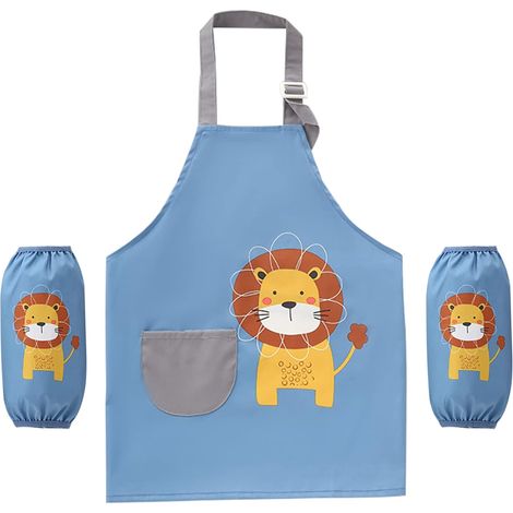 Children's Painting Apron Children's Apron Cooking Children's Apron Girls and Boys Children's Waterproof Apron with Pockets Adjustable Strap (1/5)