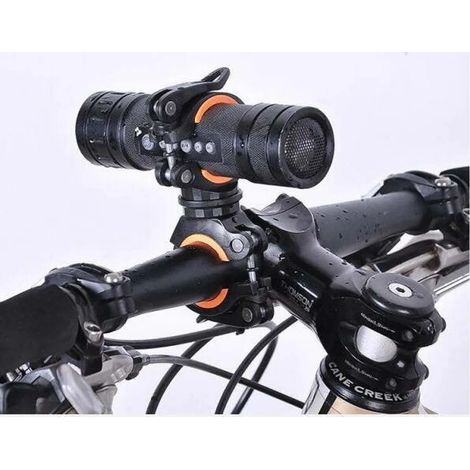 Support de fixation pour lampe et pompe à vélo, accessoire de montage pratique pour deux équipements, coloris noir et orange, compatible vélos (1/4)