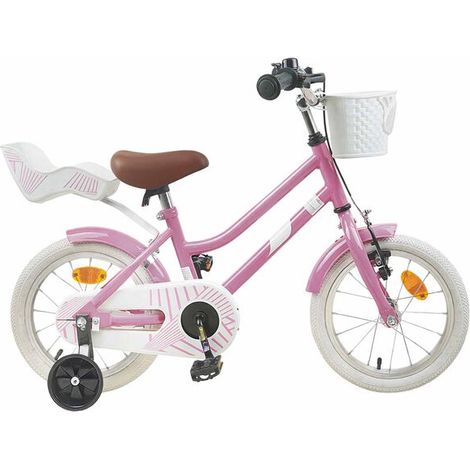 Vélo enfant 16 pouces, convient aux enfants de 4 à 6 ans, rose clair.