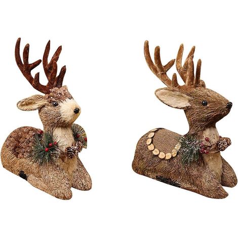 Kreative Weihnachtsdekoration: Elch-Ornament, handgefertigt aus Stroh, sitzendes Rentier, Tier für Puppen, rustikale Heim-, Garten- und Tischdekoration, Gastgeschenke für Feiertage.