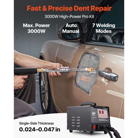 Kit réparation bossure par soudure stud, machine à souder par points avec marteau glissant, coffret pro pour carrosserie auto (1/5)