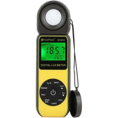 Digitales Luxmeter 400.000 Lux/Lichtstärke pro Meter, Umgebungstemperaturmesser mit einem Messbereich bis zu 400.000 Lux, 1–40000FC Luxmeter (881D), von DEBUNS (1/5)