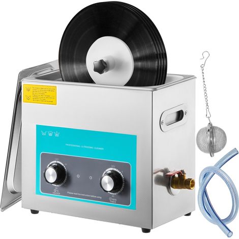 Nettoyeur à Ultrasons pour Disque Vinyle Nettoyeur Ultrasonique Professionnel 6L 4 Disques à La Fois Machine à Ultrason Bac Inox Chauffage Commande par Bouton Nettoyage Profonde Bijoux Prothèse