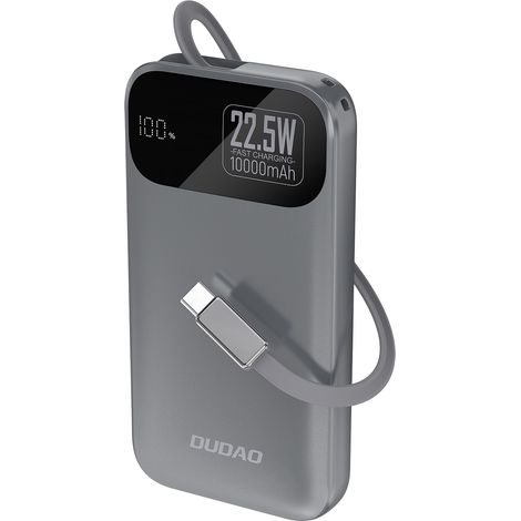 K31 10000 mAh 22,5W PD Powerbank mit integriertem Kabel – Grau (1/4)