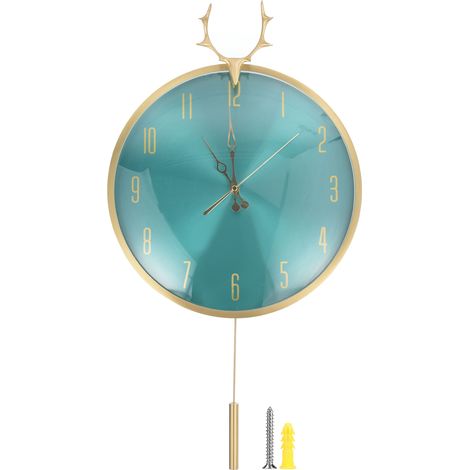 (Horloge murale en bronze à tête de cerf, horloge artistique simple et créative pour le salon, piles non incluses) (1/5)