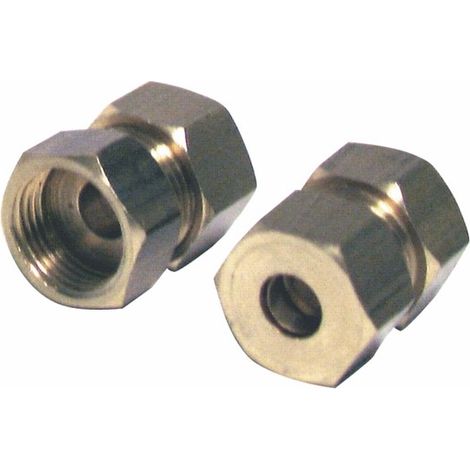 Raccord à olive droit 3/8' x tube 10mm – Laiton – Raccord bicône femelle – Installation rapide sans évasement – Lot de 2 unités