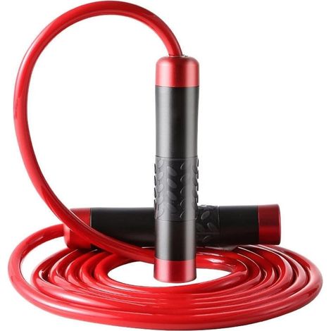 Corde à sauter lestée rouge, poignées ergonomiques anti-glissantes, pour fitness, brûlage de calories et entraînement intensif (1/5)