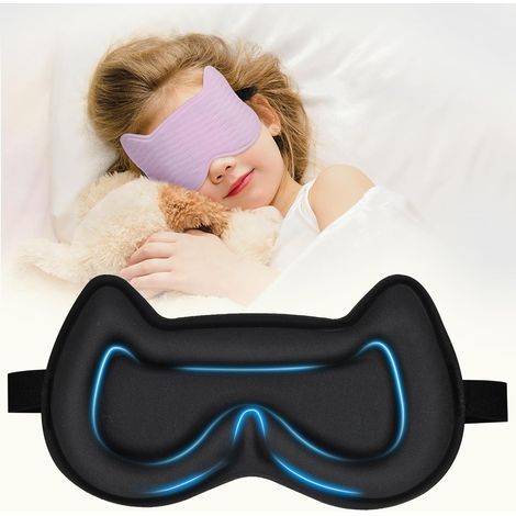 Masque de sommeil pour enfants : masque à coupe 3D galbée, bandeau occultant à sangle réglable, cache-yeux pour garçons, filles et adolescents. Masque sans pression en mousse mémoire pour le sommeil (