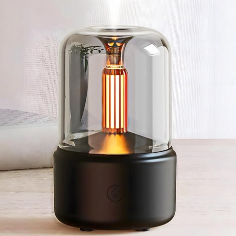 Difusor y humidificador de aromaterapia con velas - Difusor de aceites esenciales de 120 ml - Humidificador ultrasónico de vapor frío，Modelo con conexión USB (1/4)
