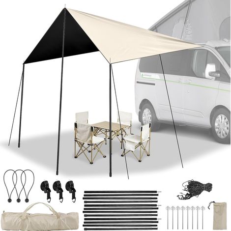 Auvent de Voiture Universel, Auvent Hydrofuge 240 cm/95 Pouces, Voile Ombrage de Voiture pour Camping avec Kits Complets, Montage À Ventouse Flexible,Universel Modèle pour 2,4 m Bus (1/5)