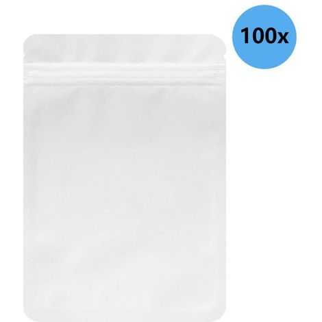 Paquete de 100 bolsas resellables,ideales para pequeños negocios,bolsas planas de doble cara,a prueba de olores,12x20cm,Blanco (1/5)