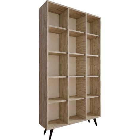 Bücherregal aus Holz "Zipa" 100 x 25 x 184 cm - Travertin