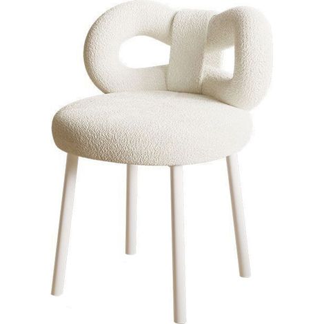 Hocker, Schlafzimmerstuhl, Wohnzimmerstuhl, 37×37×67cm, weicher und bequemer Wollimitatstoff (weiß).