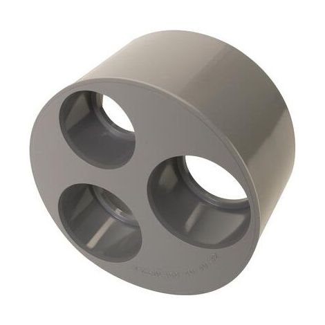 Enchufe reductor incorporado PVC macho 100 mm, hembra 40/40/32 mm.