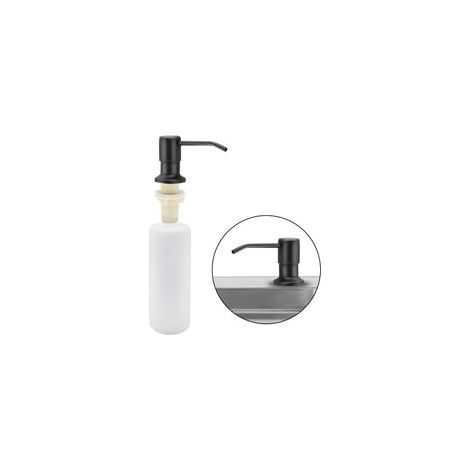 Distributeur de Savon évier Cuisine, Distributeur de détergent encastrable en Acier Inoxydable de Cuisine 350 ML, Distributeur de Savon Rechargeable avec Pompe rotative à 360 ° (Noir Mat) 26CM
