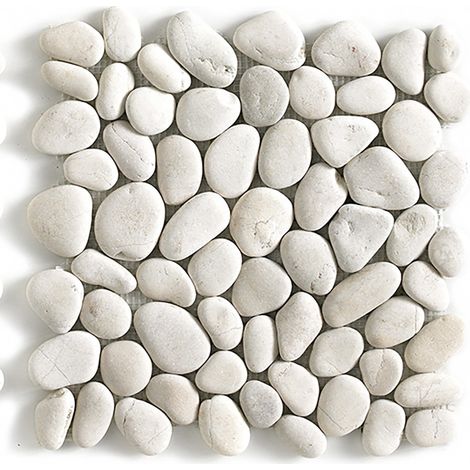 Pegane – Carrelage effet pierre blanc mat 33x33 cm – Pierre de mer – Maille décorative pour sols et murs – Épaisseur 10-13mm (1/2)