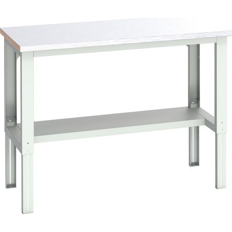 Bott 41003655.16V Cubio Adjustable Bench with Half Shelf, Steel Clad Top 1500 x 750mm